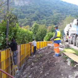 Coulage du mur avec camion PUMI